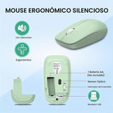 Combo de teclado y mouse inalámbricos, teclado ergonómico silencios...