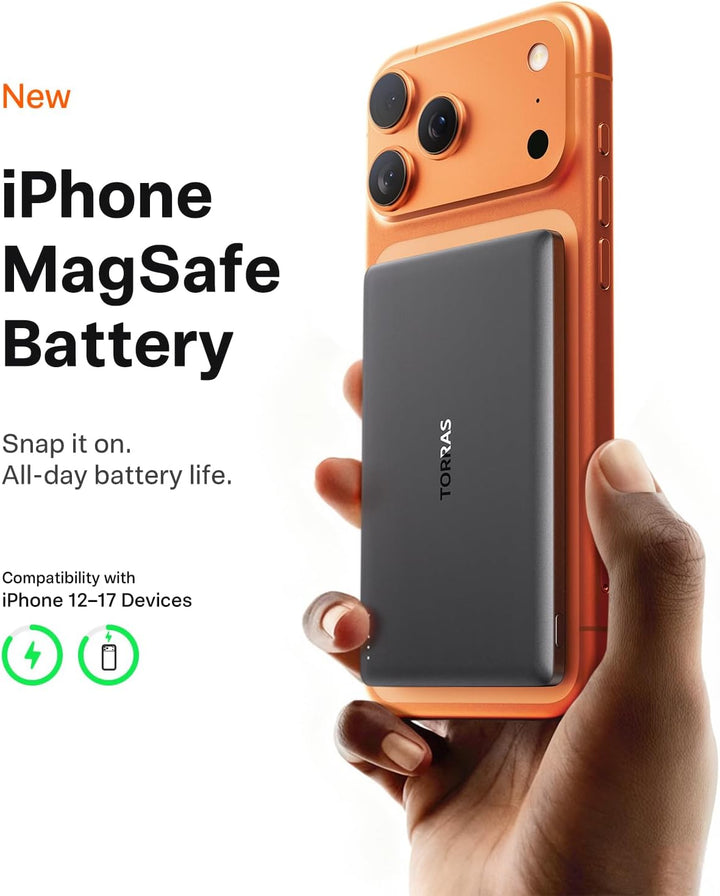 TORRAS MiniMag Power Bank, cargador portátil inalámbrico ultra delg...