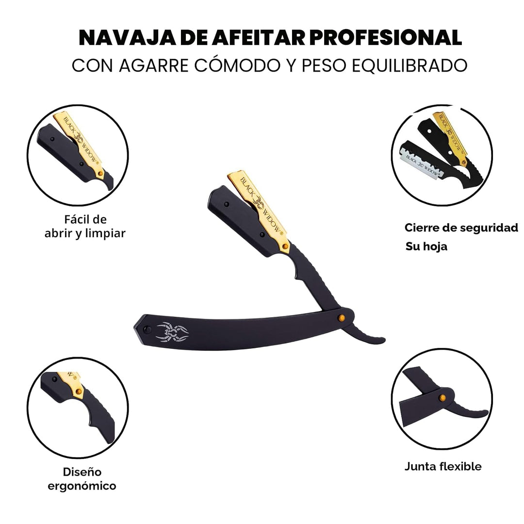 Navaja de barbero de hoja recta, navaja profesional de barbero de h...