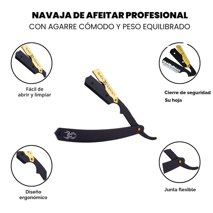 Navaja de barbero de hoja recta, navaja profesional de barbero de h...