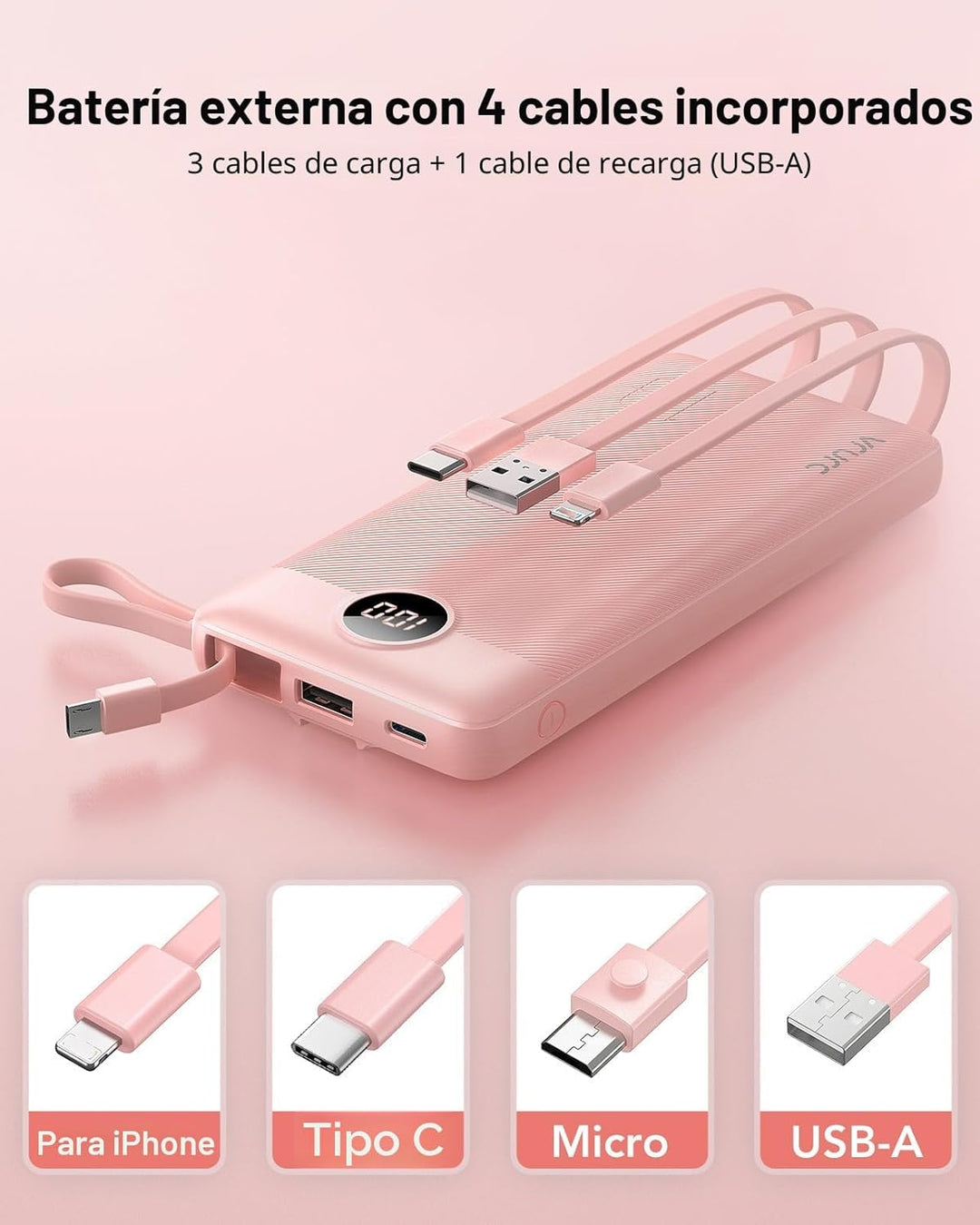VRURC Cargador Portátil Power Bank, Paquete de Batería Esencial de...