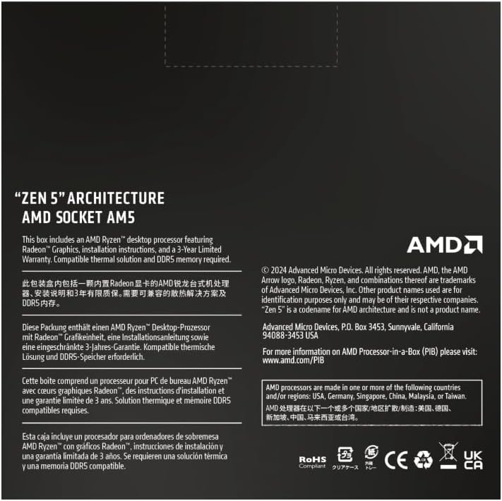 AMD Ryzen™ 9 9900X, procesador de escritorio desbloqueado de 12 núc...