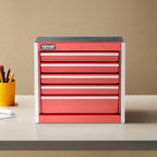 VEVOR Caja de herramientas de metal, de 8.6 pulgadas, caja de herramientas metálica portátil con 5 cajones, pequeño cofre de herramientas con forros EVA y almohadillas de PP, acero resistente con
