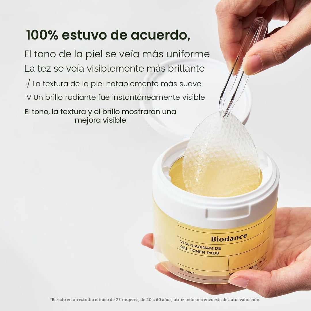 Biodance Vita - Almohadillas de tóner de gel de niacinamida, correc...