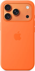 Funda de silicona para Apple iPhone 17 Pro con MagSafe y control de cámara: Funda ligera para teléfono, compatible con carga inalámbrica, acabado mate suave; Naranja