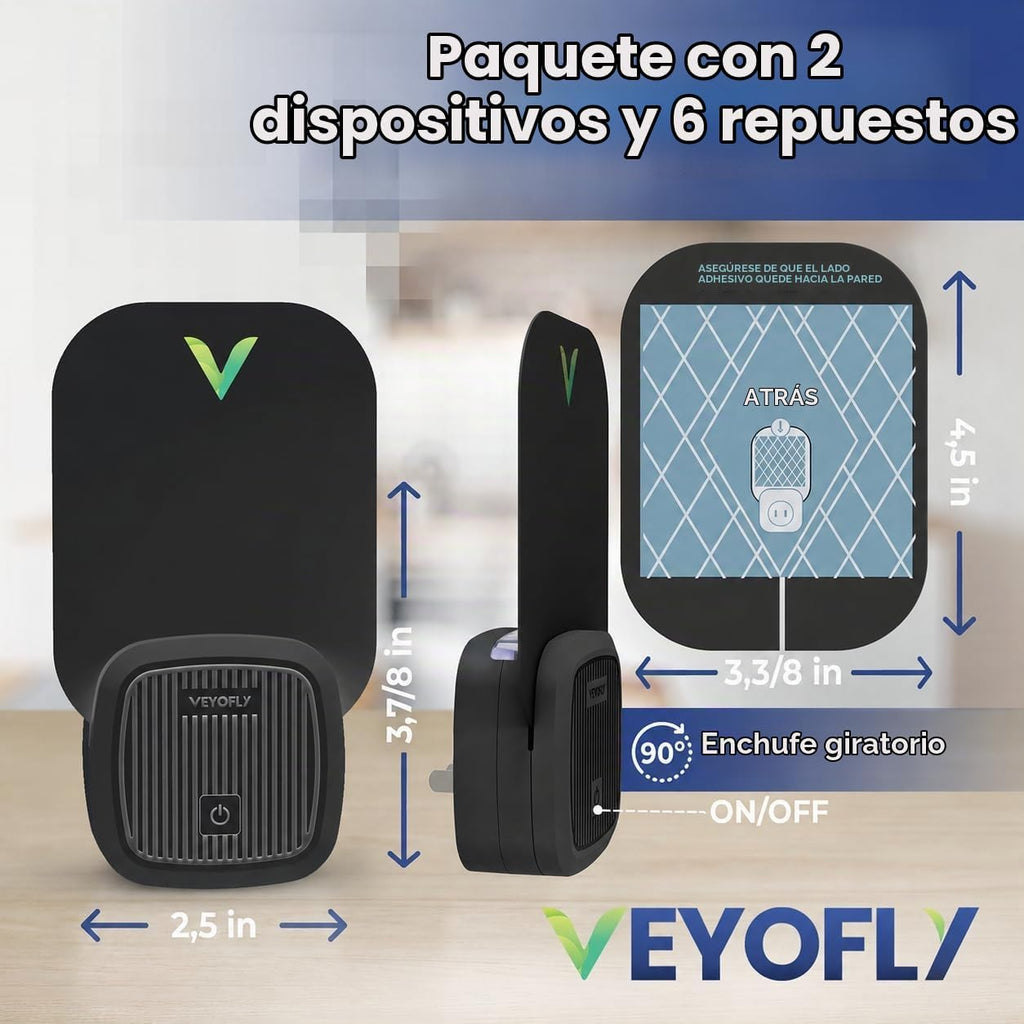 VEYOFLY Trampas para moscas de la fruta de interior con enchufe UV, trampa para mosquitos de la fruta, 2 dispositivos + 6 recambios