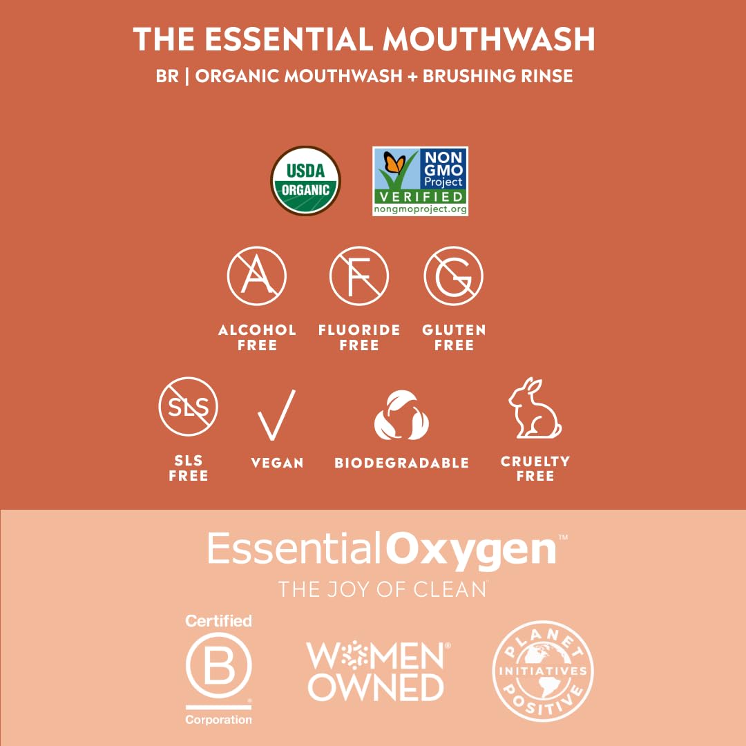 Essential Oxygen, Enjuague de cepillado orgánico certificado, Cinna...
