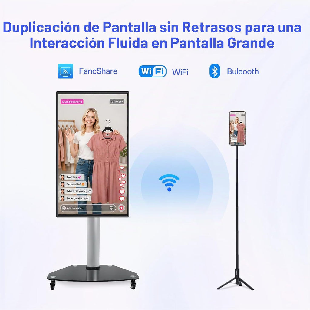 JAV Pizarra inteligente de 43 pulgadas, pizarra blanca interactiva con pantalla táctil giratoria, certificado EDLA, Android 14, espejo inalámbrico para enseñanza en aula, transmisión en vivo, oficina