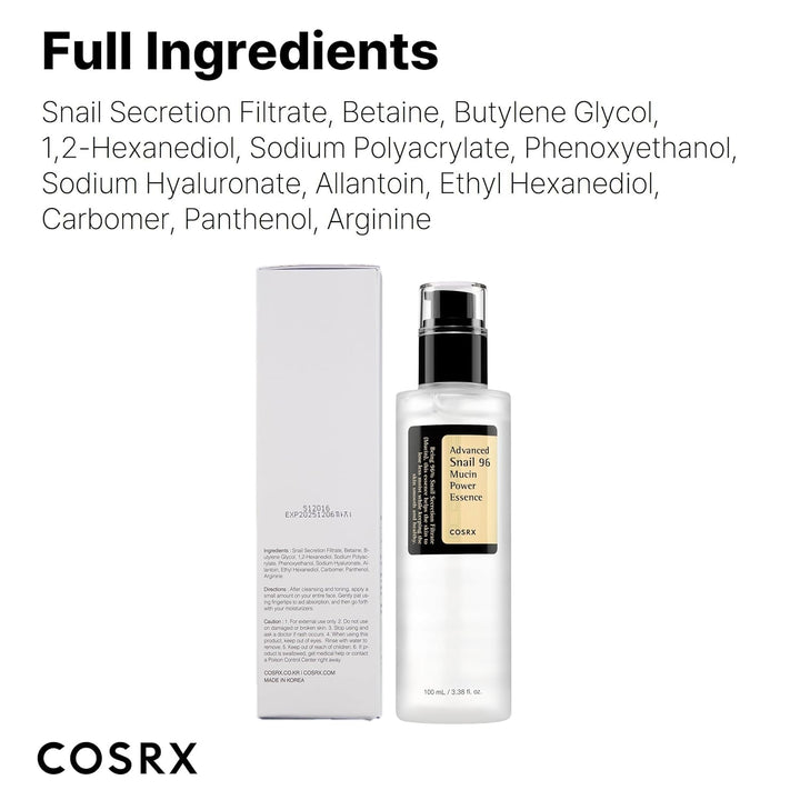COSRX Sérum Reparador de Mucina de Caracol 100 ml, Sérum Facial Hid...