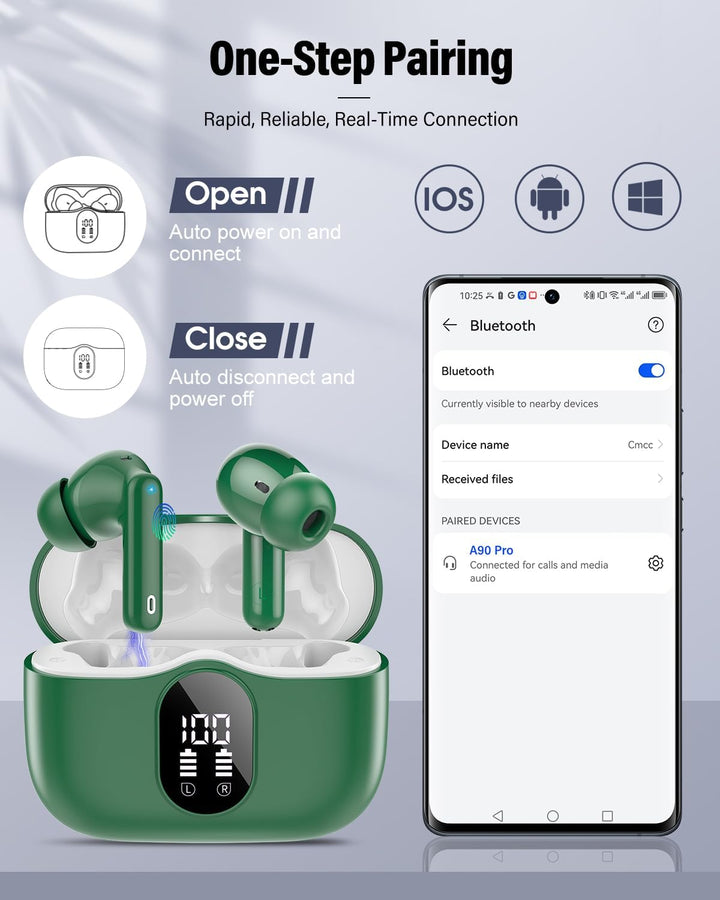 Auriculares inalámbricos Bluetooth con micrófono con cancelación de...