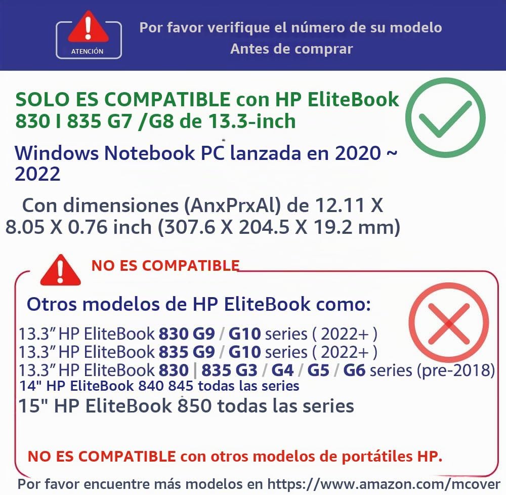 mCover Funda compatible solo para HP EliteBook 830 G7 \/ G8 de 13.3...