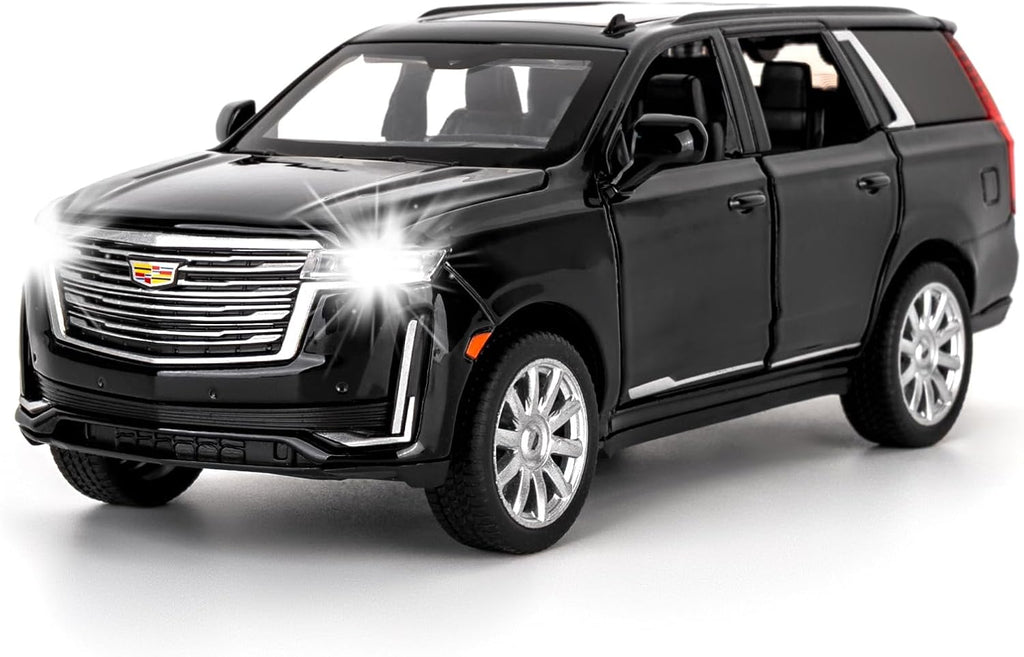 Modelo de automóvil a escala 1/32 compatible con Escalade SUV, vehículo de juguete fundido a presión, aleación de zinc con sonido y luz para adultos, niños y niñas, 3, 4, 5, 6, 7, 8, negro