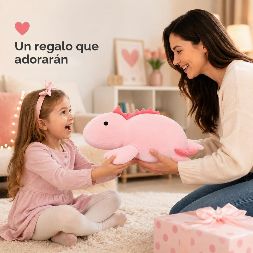 Almohada de felpa de dinosaurio con peso de 24 pulgadas, 3.5 libras, animal de peluche con peso de dinosaurio rosa, peluches para cumpleaños de niños