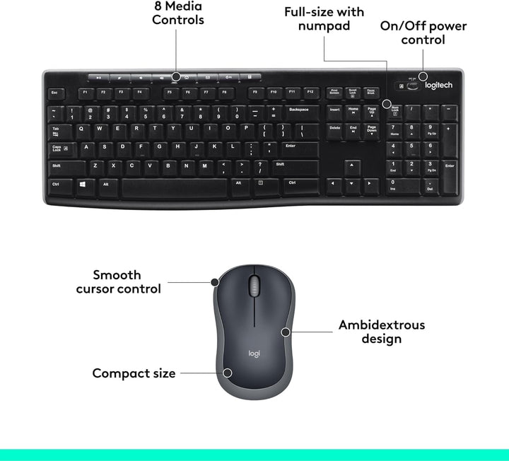 Logitech MK270 Combo de teclado y mouse inalámbricos para Windows,...