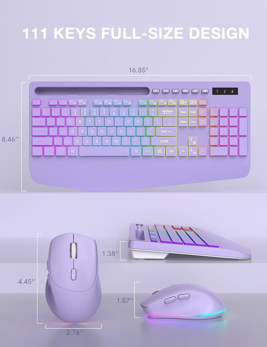 SABLUTE Combo de teclado y mouse inalámbricos, 9 efectos retroilumi...