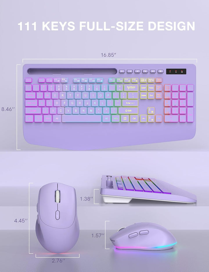 SABLUTE Combo de teclado y mouse inalámbricos, 9 efectos retroilumi...