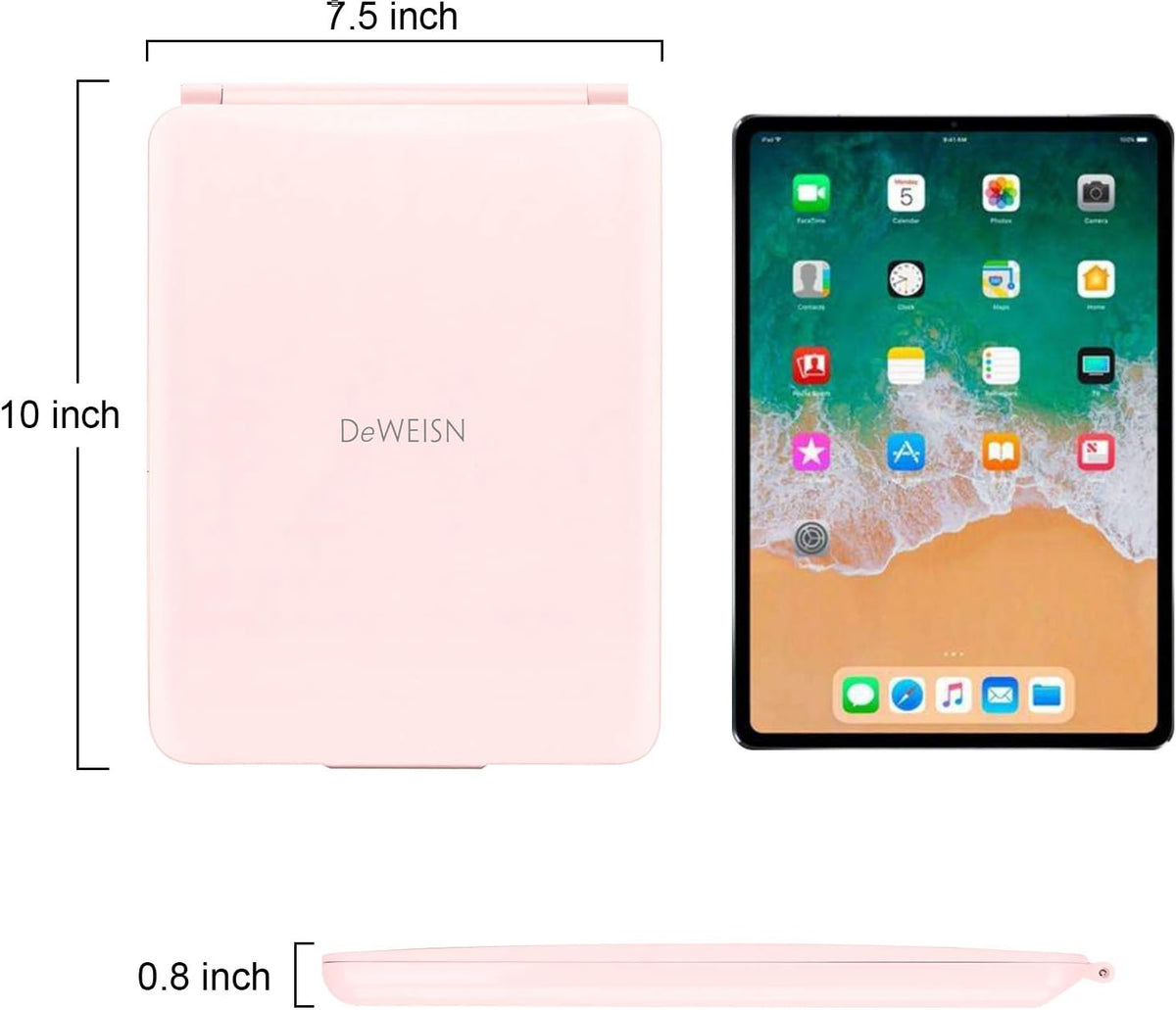 Espejo de viaje plegable espejo de maquillaje iluminado con 72 LED, 3 modos de luz de colores, recargable por USB, portátil, ultrafino, espejo de tocador compacto con pantalla táctil regulable