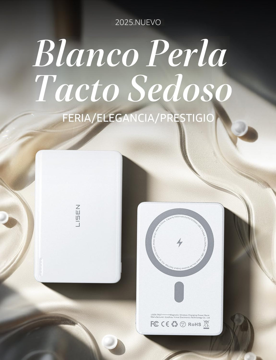 LISEN Qi2 - Batería MagSafe ultra delgada de 15 W, cargador de bate...