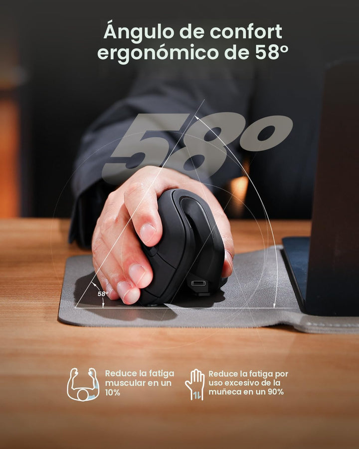 ProtoArc Ratón ergonómico, EM11 NL Bluetooth recargable inalámbrico...
