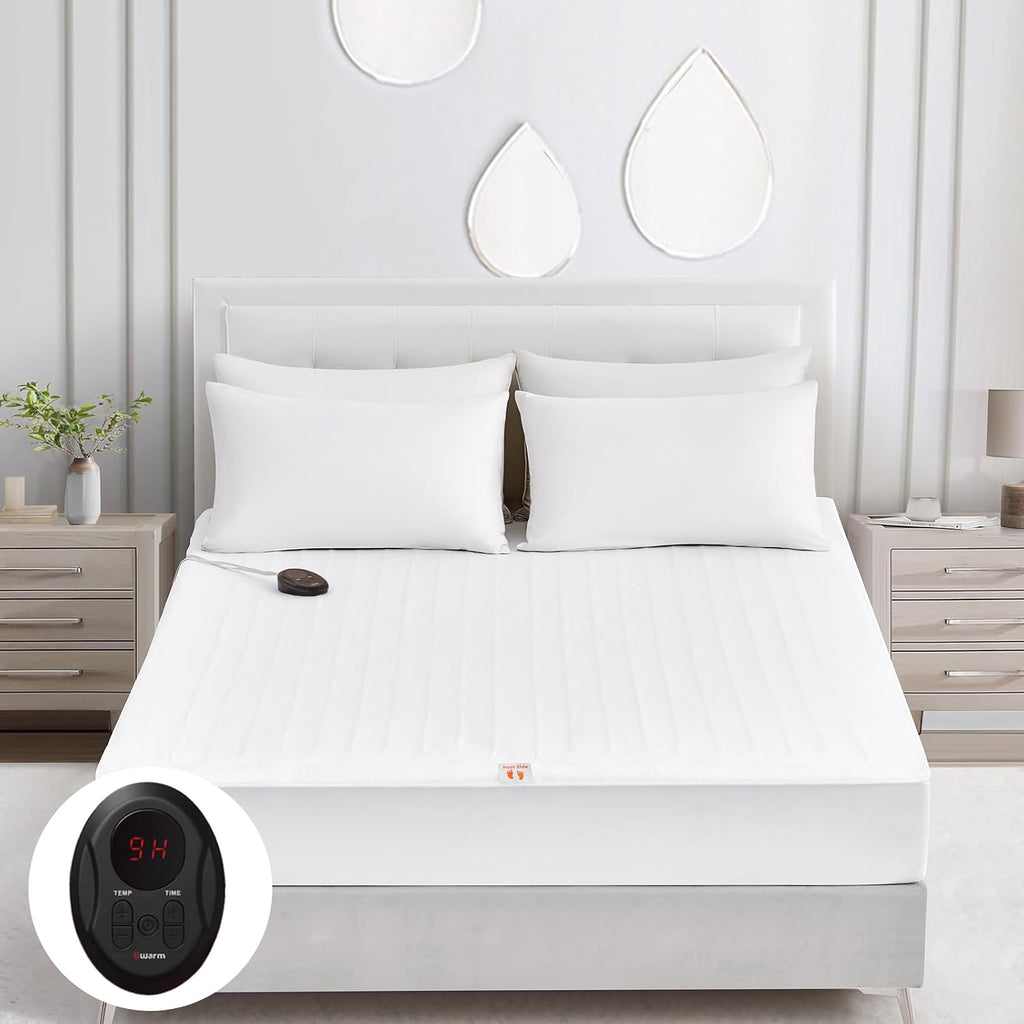 Almohadilla de colchón eléctrica térmica tamaño Twin XL, 39" x 80", calentador de cama, 9 ajustes de calor, apagado automático de 1-12 horas, bolsillo profundo, calentamiento rápido, lavable a