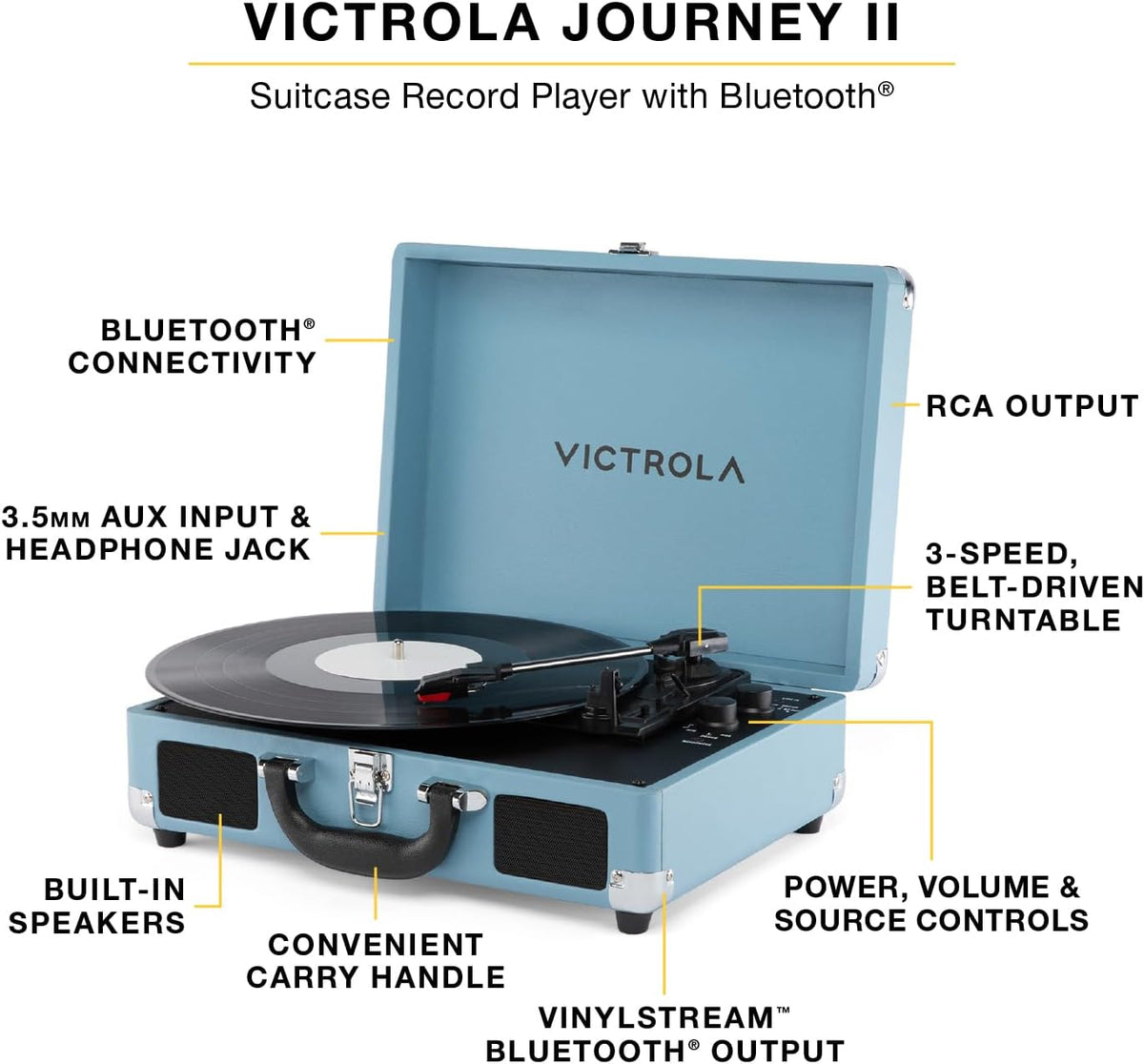 Victrola Journey II - Tocadiscos de maleta Bluetooth - Rosa