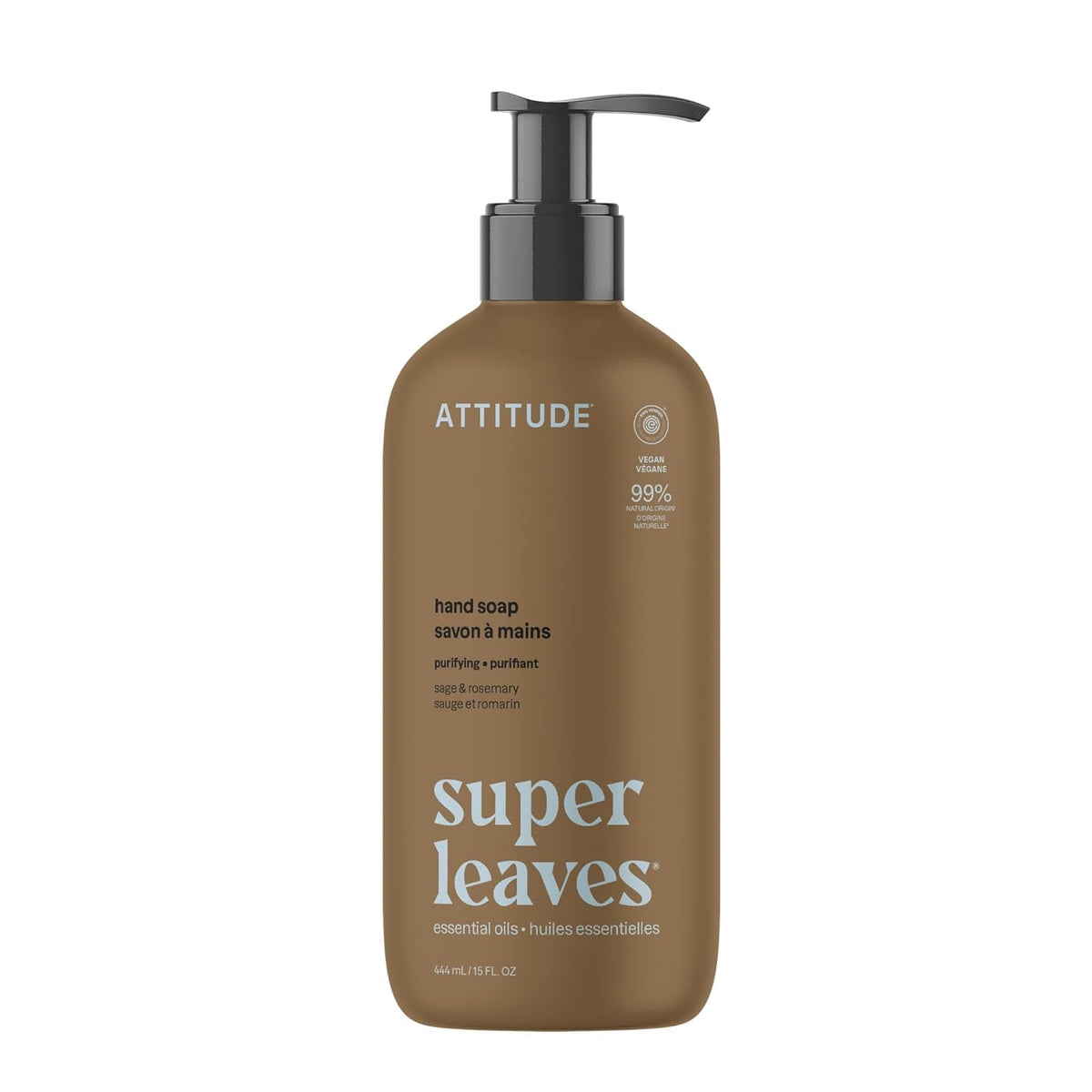 ATTITUDE Jabón líquido para manos con aceites esenciales, lavado de...