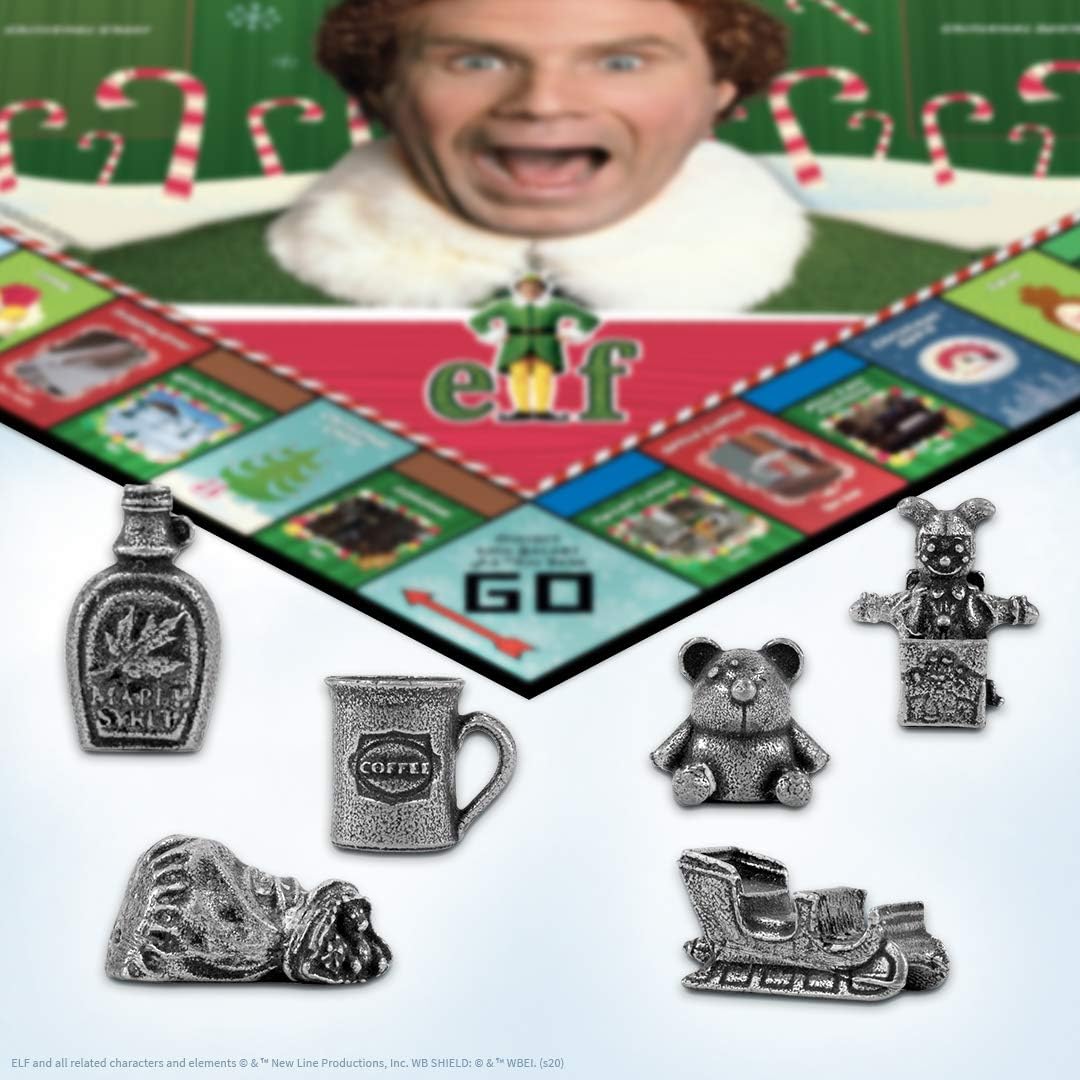 Monopoly Elf | Basado en la comedia navideña Elf | Juego de monopolio coleccionable con lugares familiares y momentos icónicos | Monopoly oficialmente licenciado