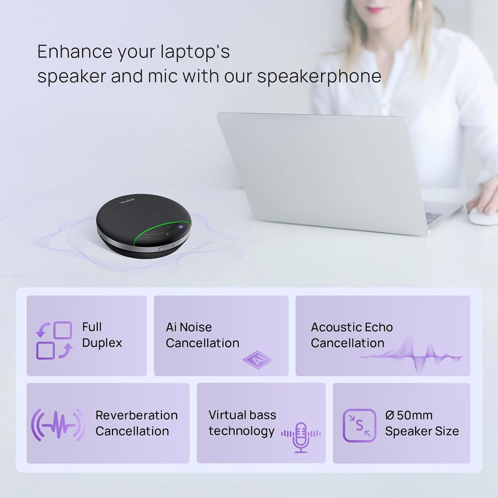 Yealink Altavoz USB SP92 Altavoces y micrófono para conferencias Bluetooth