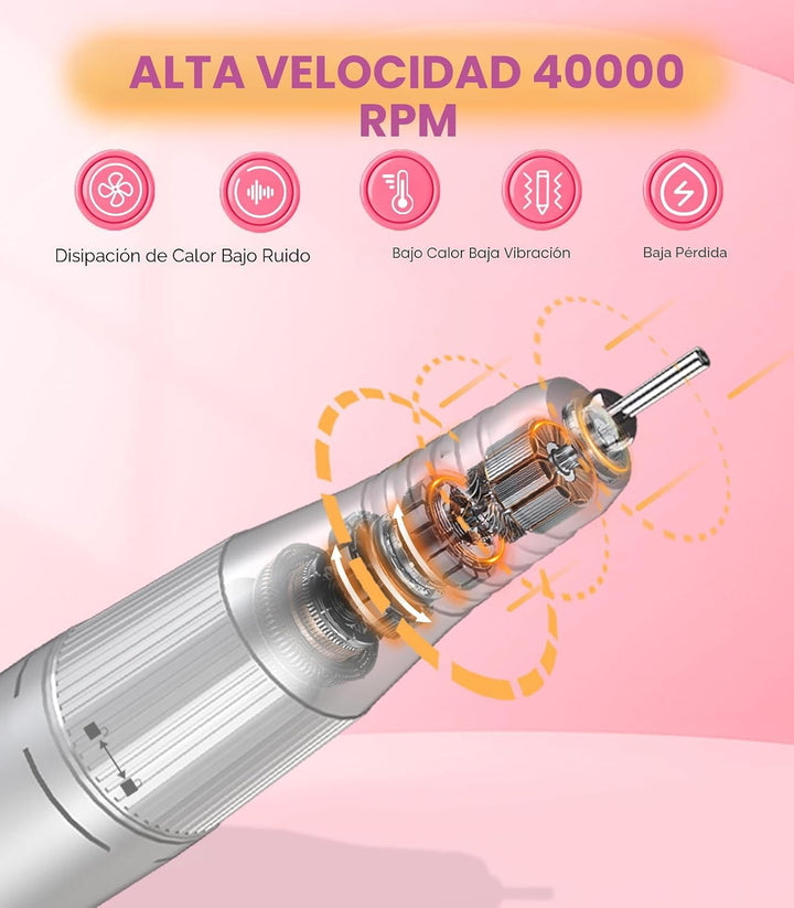Lima de uñas eléctrica portátil: 40000RPM máquina profesional recar...