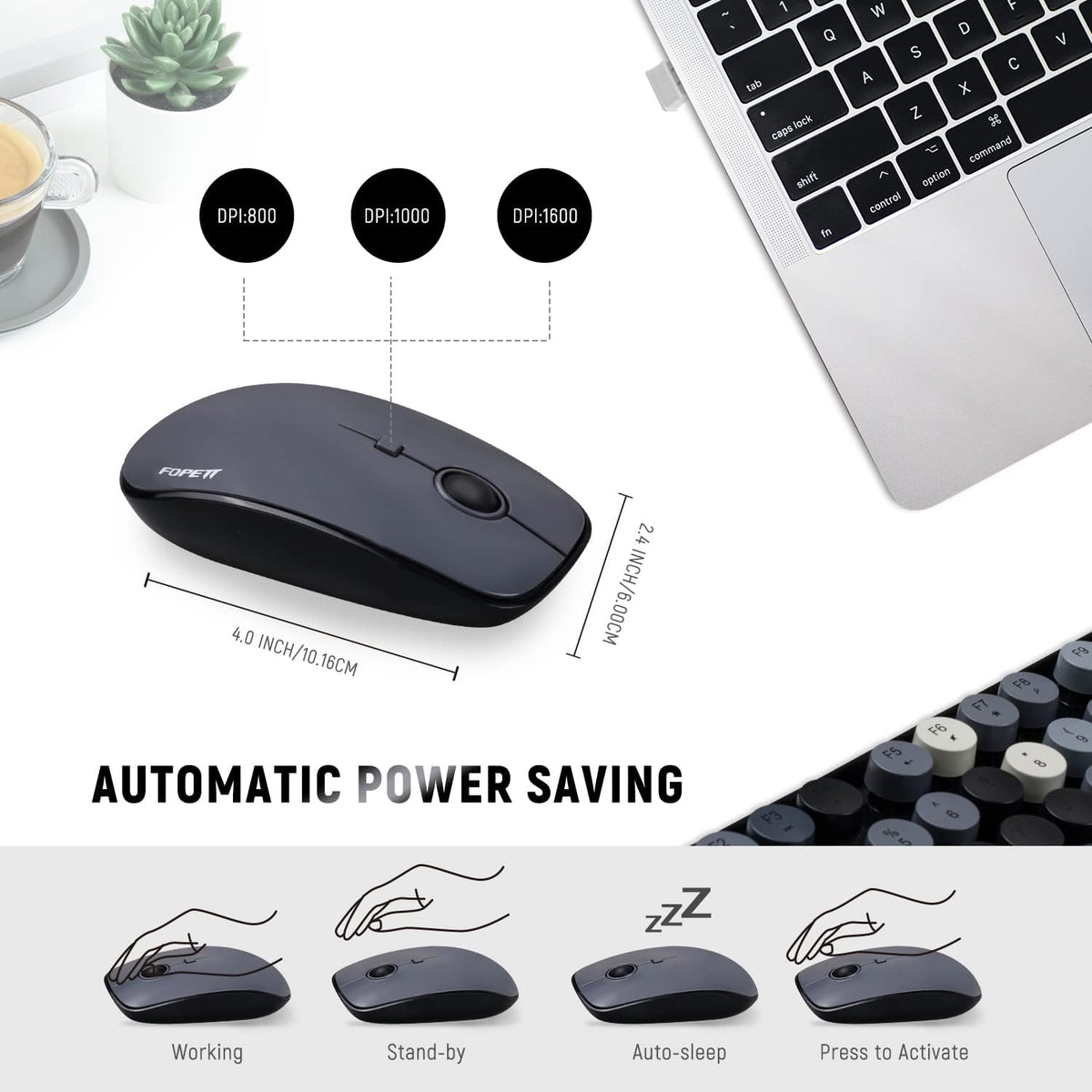 Juegos de teclado y ratón FOPETT, juegos de teclado y ratón inalámb...