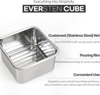 CuBE High 3Pcs Set de Contenedores de Acero Inoxidable para Alimentos con Tapa y 3 Accesorios de Cocina en Red Premium de Corea del Sur, Apto para Lavavajillas