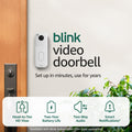 Blink Video Doorbell – Visión HD de la cabeza a los pies, dos años de duración de la batería y configuración sencilla. Sync Module Core incluido – Sistema (blanco)