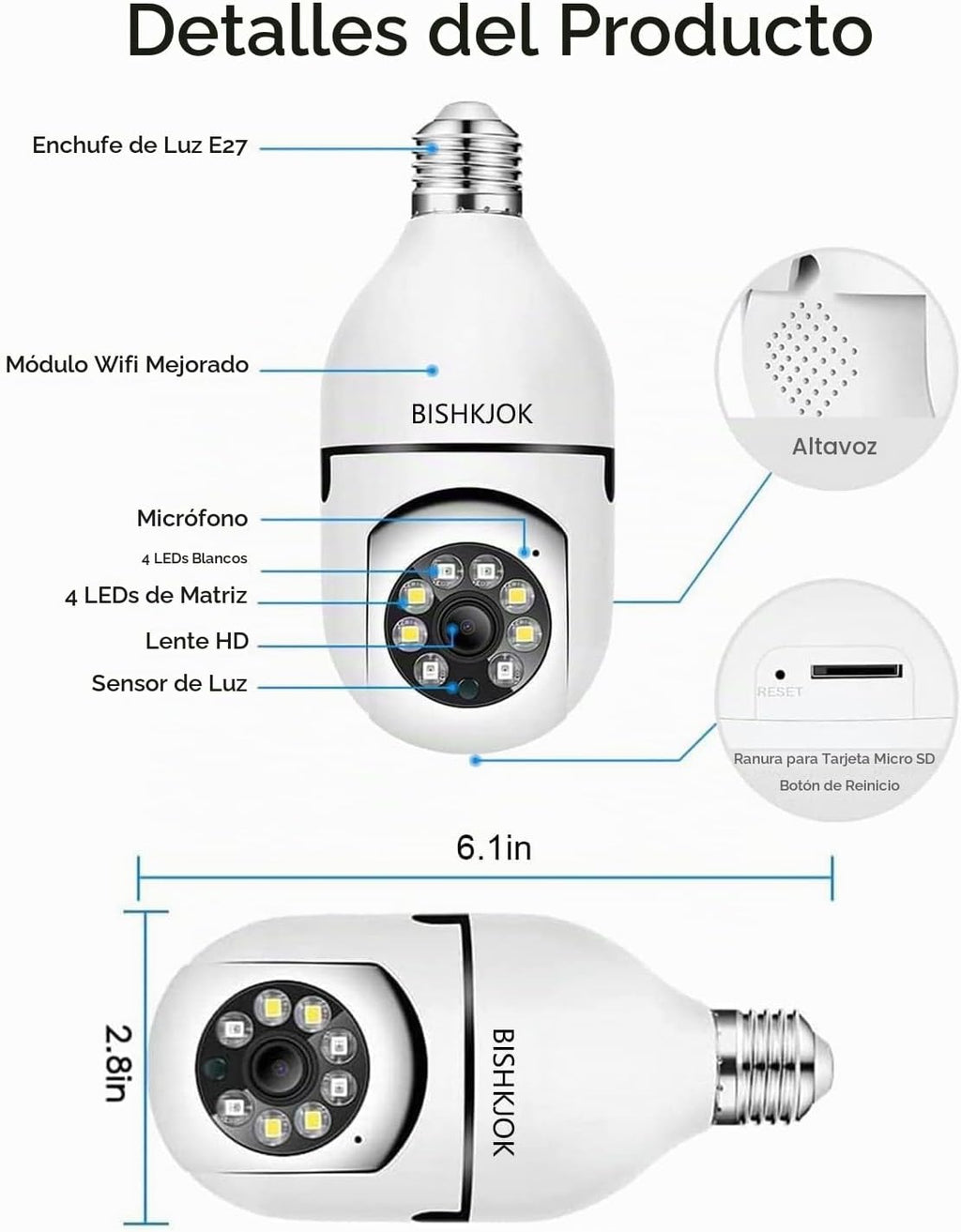 TUYA - Cámara de seguridad con bombilla E27, WiFi a color, 360 grados, panorámica/inclinación, cámara IP panorámica, 2.4 GHz, 1080P, vigilancia para el hogar, cámara para niños, con alarma de
