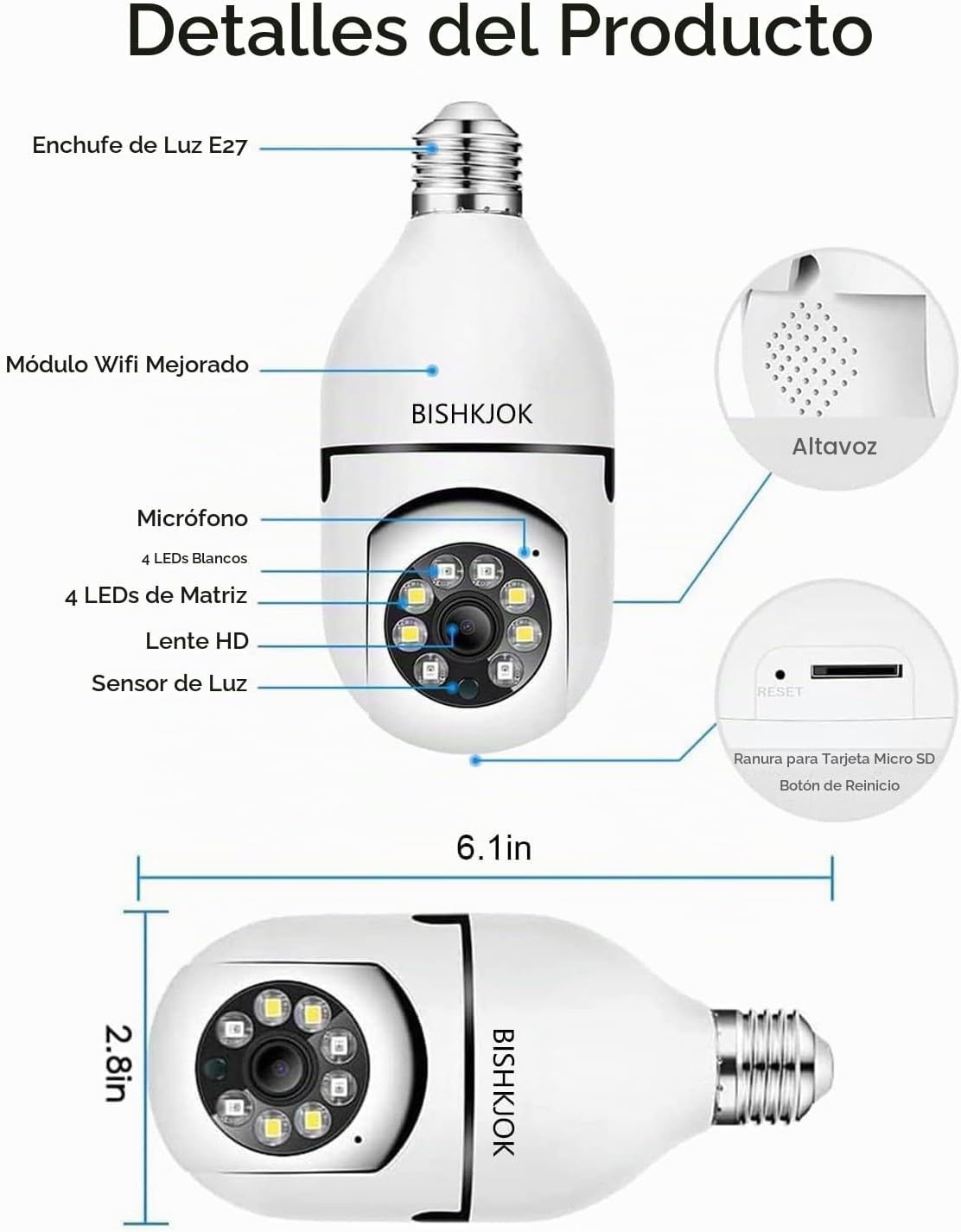 TUYA - Cámara de seguridad con bombilla E27, WiFi a color, 360 grados, panorámica/inclinación, cámara IP panorámica, 2.4 GHz, 1080P, vigilancia para el hogar, cámara para niños, con alarma de