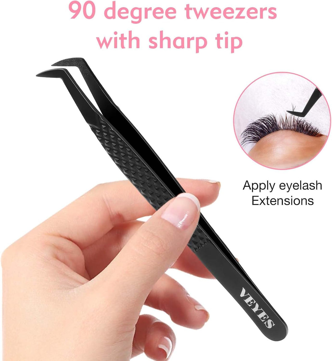 VEYES INC Pinzas de pestañas para extensiones de pestañas, pinzas d...