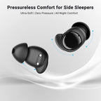 Auriculares para dormir T33, Bluetooth 6.0 con cancelación de ruido para dormir de lado, ANC hasta el 98 %, modo de sueño, tiempo de reproducción de 48 horas, auriculares pequeños