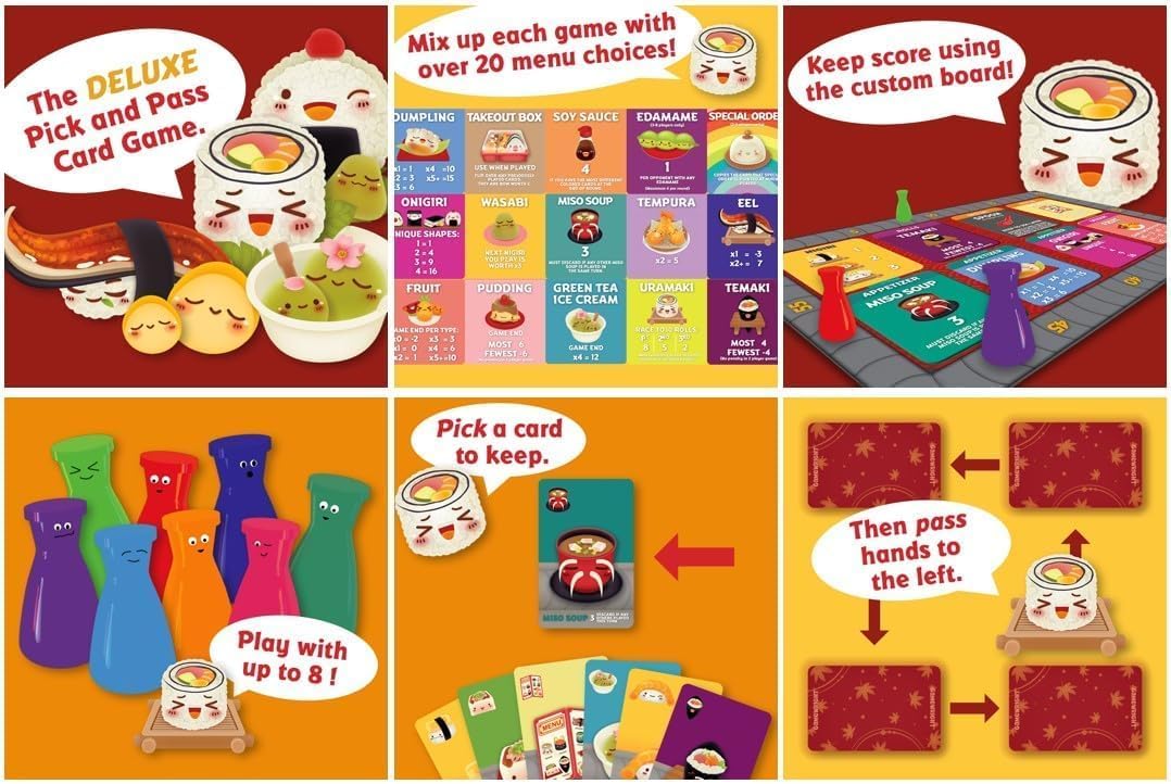 Sushi Go Party! - El juego de cartas deluxe de seleccionar y pasar de Gamewright, multicolor