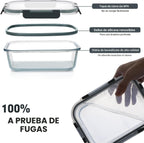 VERONES - Juego de 30 recipientes de vidrio para almacenamiento de alimentos con tapas, color gris