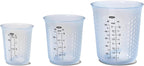 1 taza de medir de silicón para exprimir y verter, con patrón Stay-Cool, de la marca Oxo Good Grips, Juego de 3 piezas, Azul