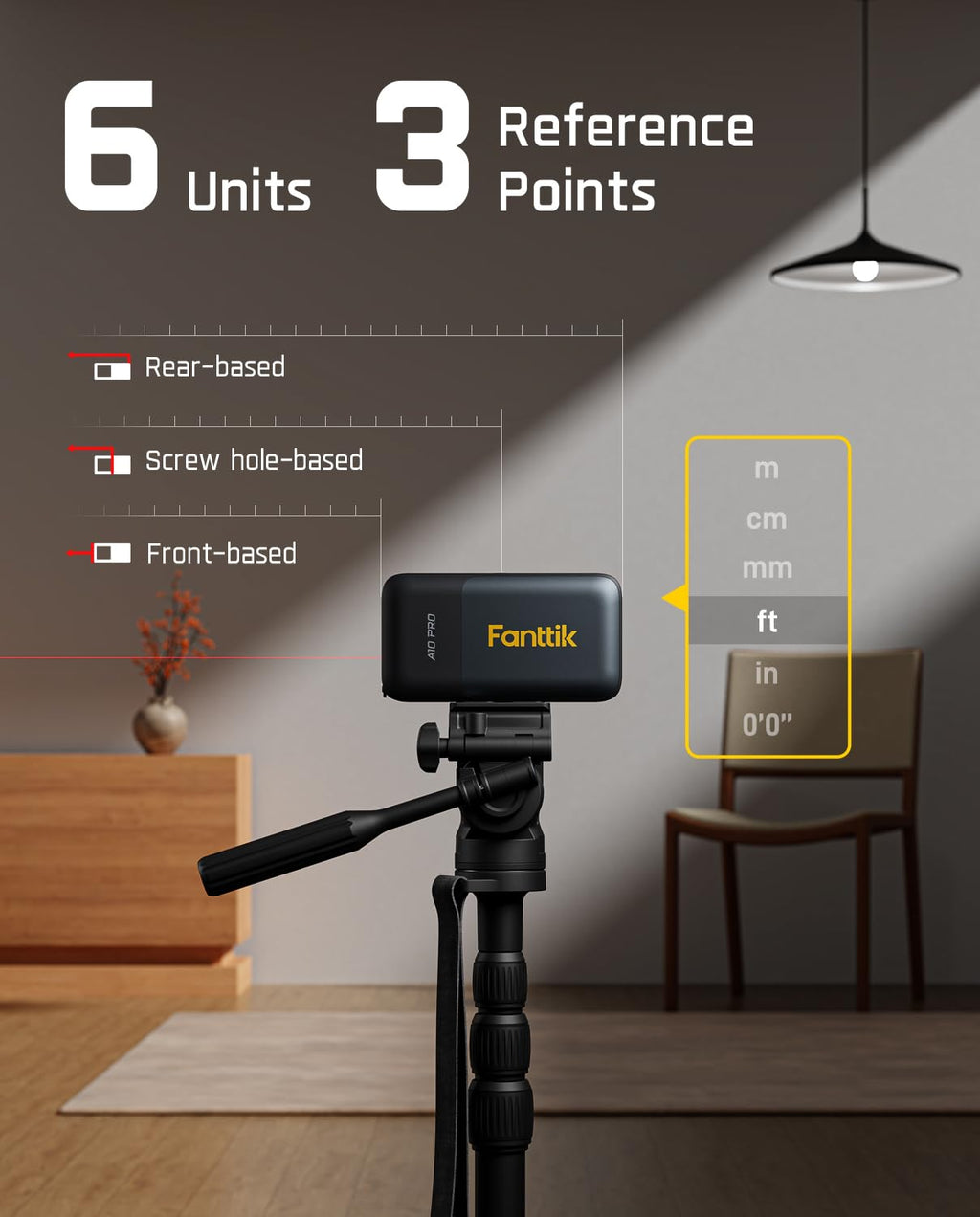 Fanttik A10 Pro - Cinta métrica láser digital 2 en 1 para distancia/área