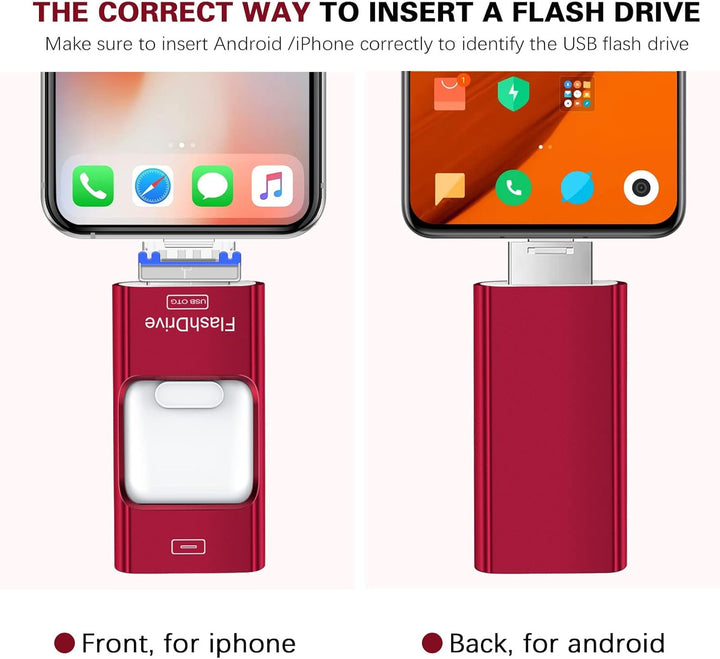 Unidad flash para iPhone 256GB, 4 en 1 memoria USB tipo C, memoria...