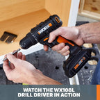 Worx Taladro Atornillador Inalámbrico de 20V, Kit de Accesorios de 84 Piezas, 2 Velocidades Variables, Par de 265 In-Lbs, Embrague 20+1, Ligero, Compacto, Portabrocas sin Llave de 3/8 Pulgadas