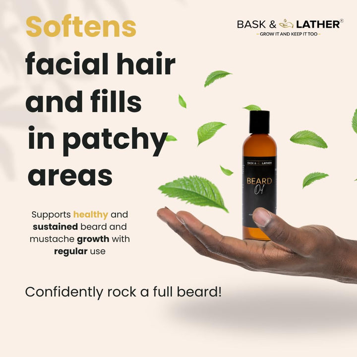 BASK &amp; LATHER Aceite de crecimiento de barba, aceite para el ca...