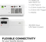 ViewSonic LX700-4K UHD Proyector Láser de 3500 Lúmenes Diseñado par...