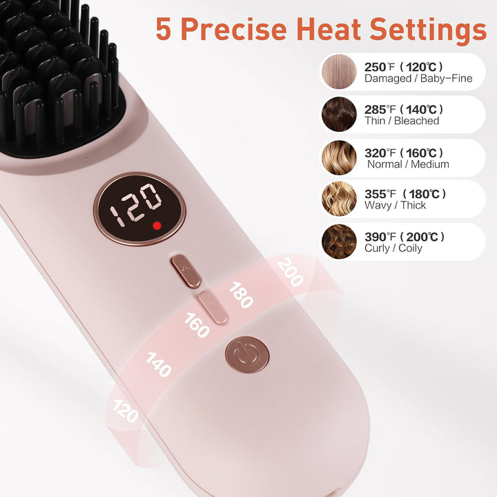 TANSHINE Cepillo alisador de pelo inalámbrico para mujeres, peine d...