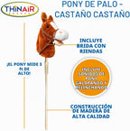 Nature Bound - Caballo de palo hecho a mano, peluche hecho a mano, pony de palo, con sonidos (marrón bahía)