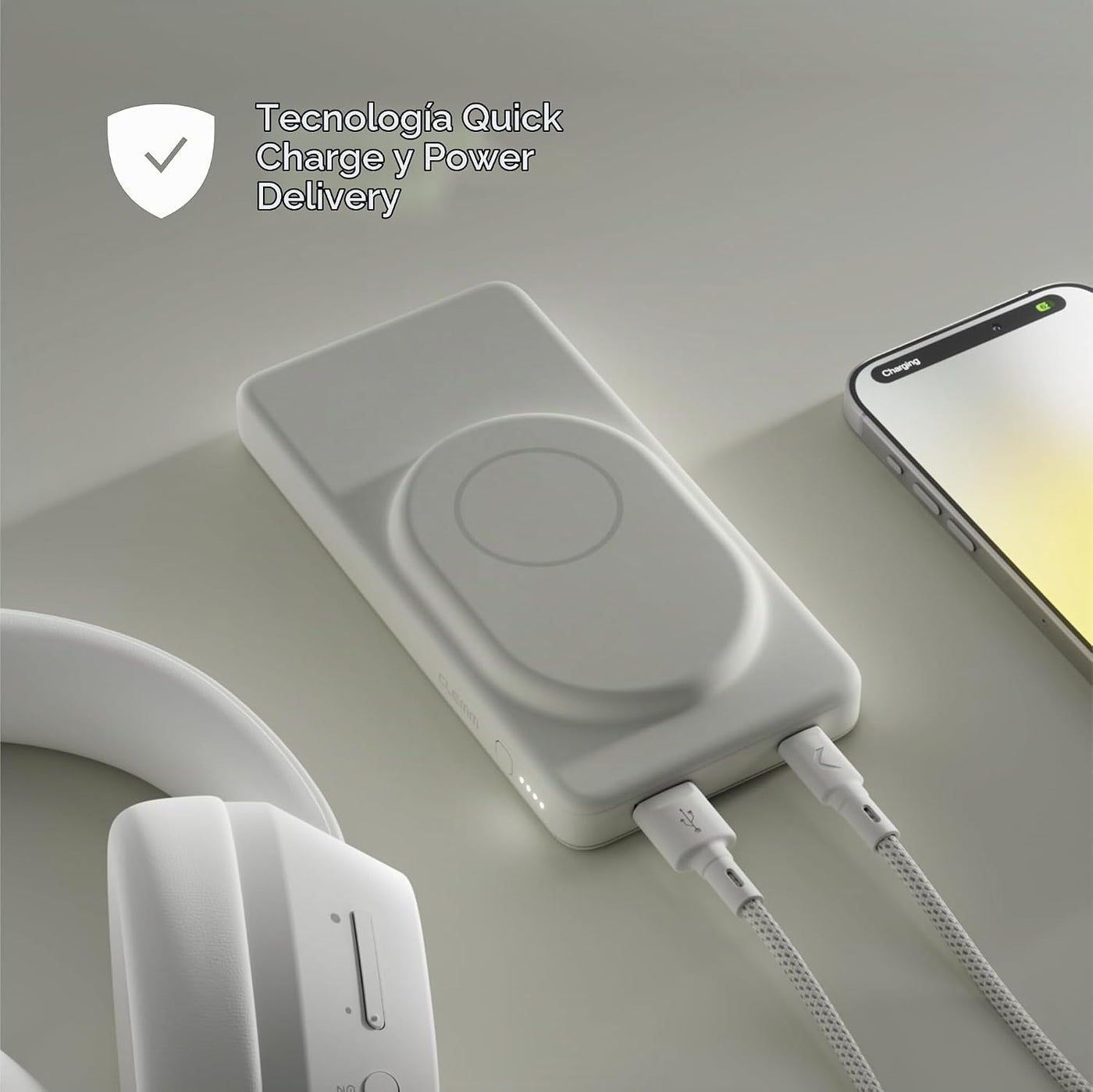 Clemm Banco de energía inalámbrico magnético de 10000 mAh, cargador...