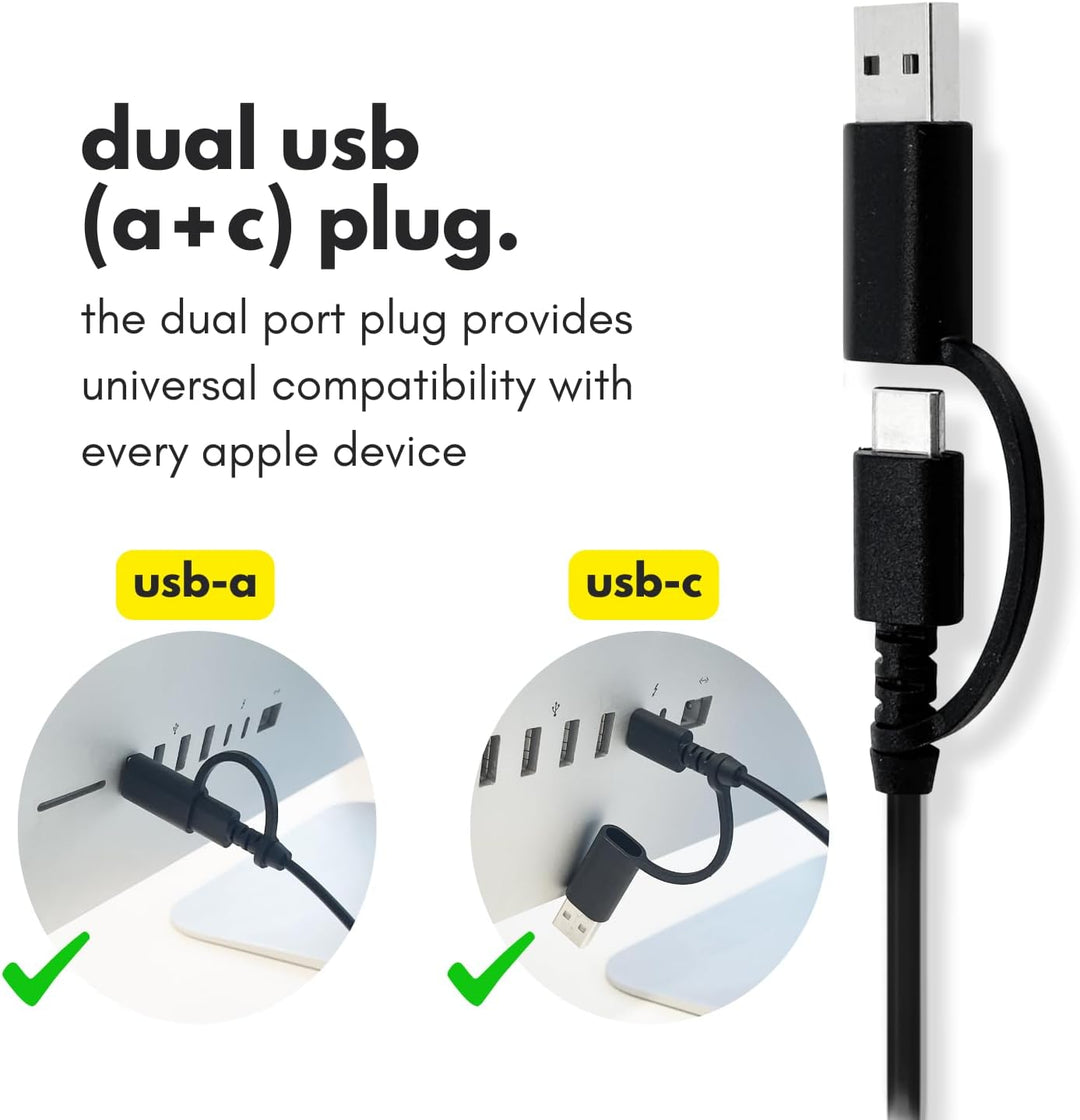 Macally Teclado USB C con cable para Mac (USB C + USB A) - Teclado...