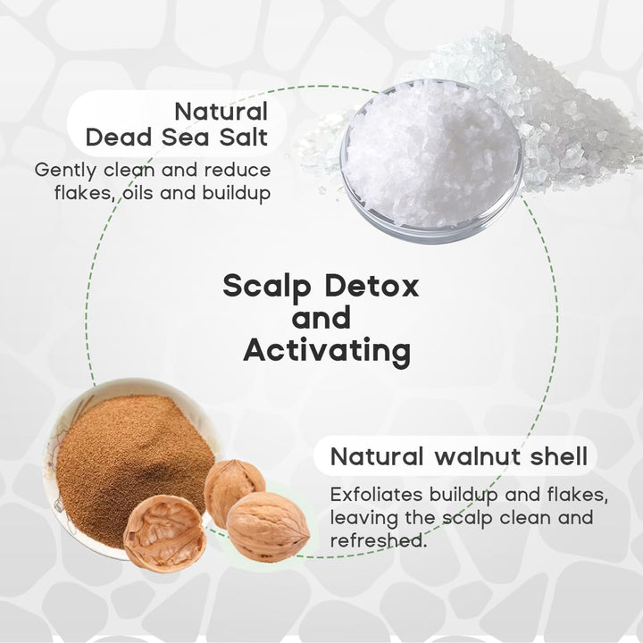 HALOVIDA Exfoliante para cuero cabelludo con sal marina, romero y m...