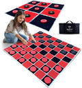 Swooc Games® - Juego Vintage Gigante de Damas y Tres en Raya 2 en 1 con Tapete (3 pies x 3 pies) - Lona 100% Lavable a Máquina - Juegos Gigantes al Aire Libre para Niños - Juego de Patio para Niños